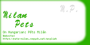 milan pets business card